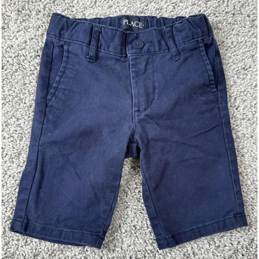 The Childrens Place Girls Uniform Shorts - Lot Of 2 - Navy Khaki 5 Slim Read